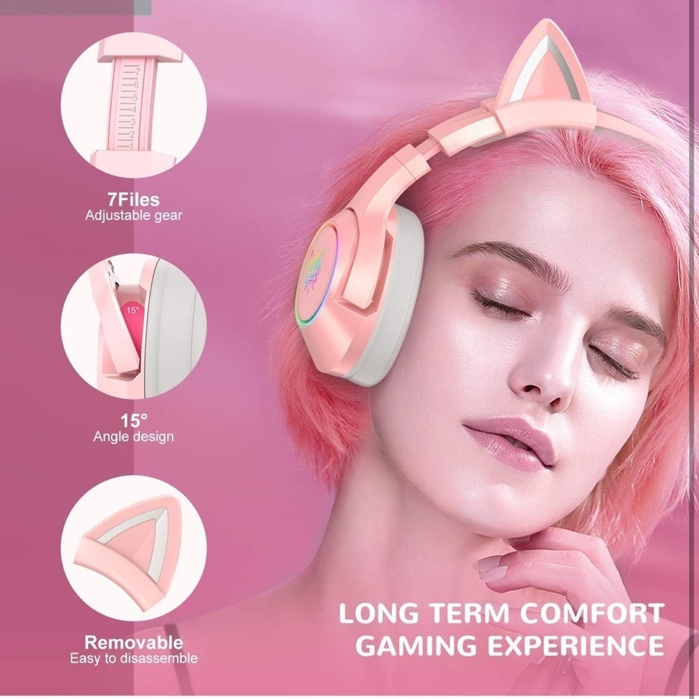 Cat Ear Gaming Headset, Headphones Noise Cancelling Microphone PS4 PS5 X… - Picture 3 of 7